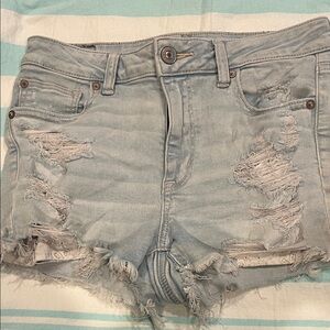 American Eagle Outfitters Light Blue Distressed Jean Shorts